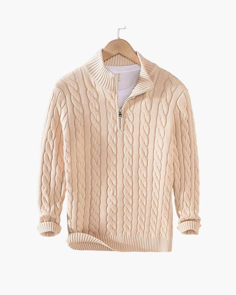 THE ALESSIO ZIPPED CABLE SWEATER