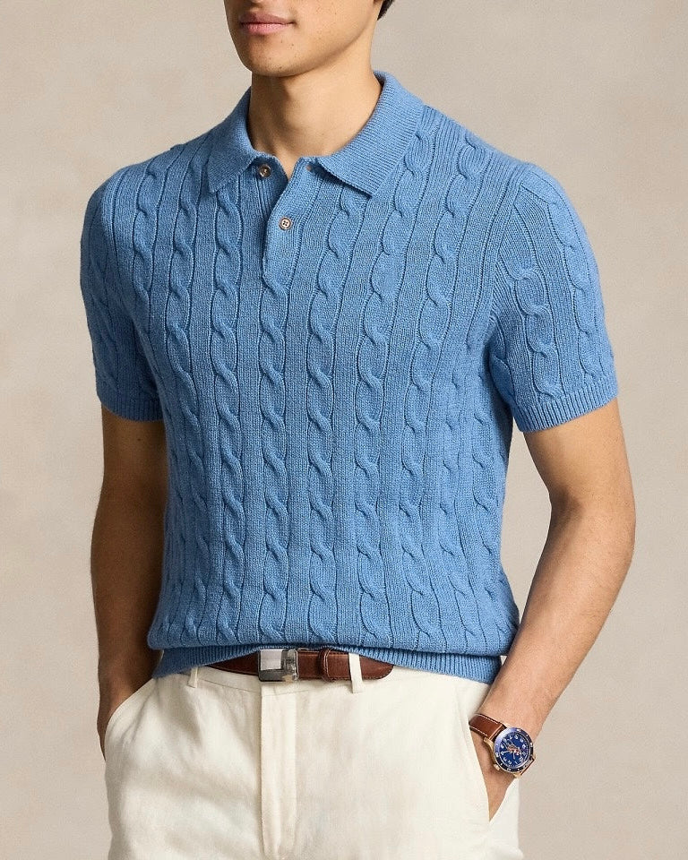 THE SERGIO CABLE KNIT POLO