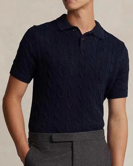 THE SERGIO CABLE KNIT POLO